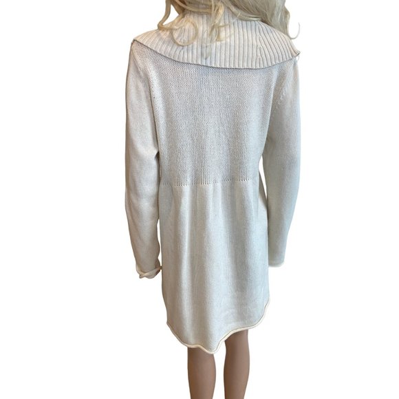 Sundance Knit Sweater Long Cardigan Ivory Shawl Collar M/L Cotton Nylon - Picture 3 of 16